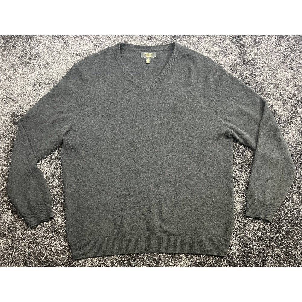 Club Room Luxury XL Gray Cashmere V Neck Sweater Mens Long Sleeve‎